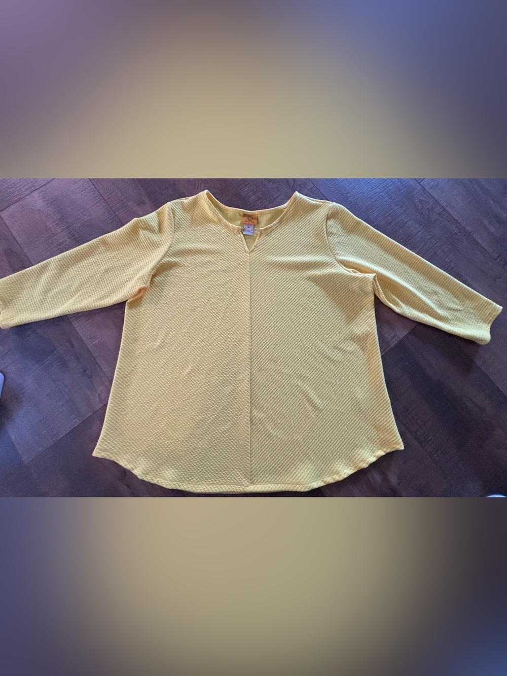 Ruby Rd. Mustard Textured 3/4 Sleeve Tunic, Size XL